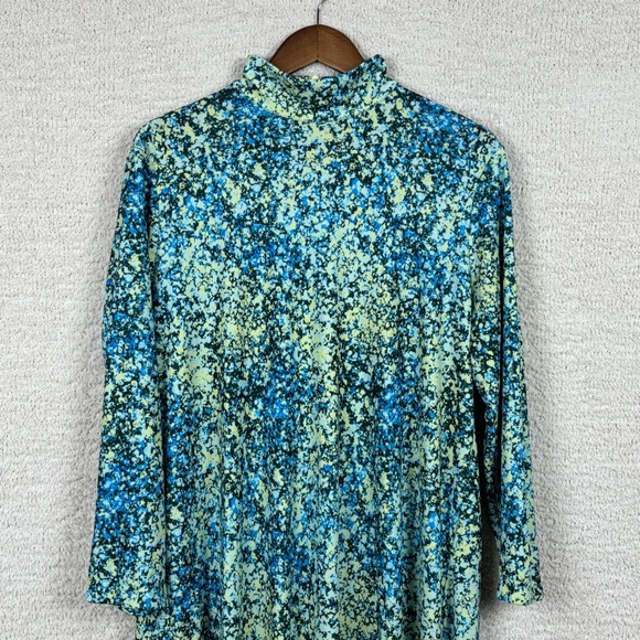 Tuckernuck Dress Womens XXL Green Blue‎ Ellery Splatter Paint Mock Neck Maxi - Picture 4 of 13